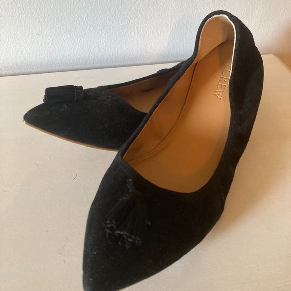 J Crew Black Suede Ballet Flats - NWOT - Picture 2 of 9